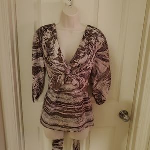 BCBGMaxAzria silk v-neck top